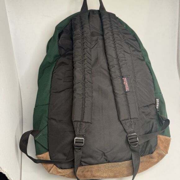 JanSport Right Pack JS00TYP7 Leather Bottom Backpack Green Laptop Bag 15” - Picture 5 of 14